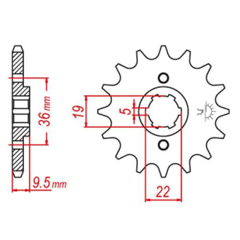 Pignon JT 14 dents pas 520 type 337 Honda CR250R