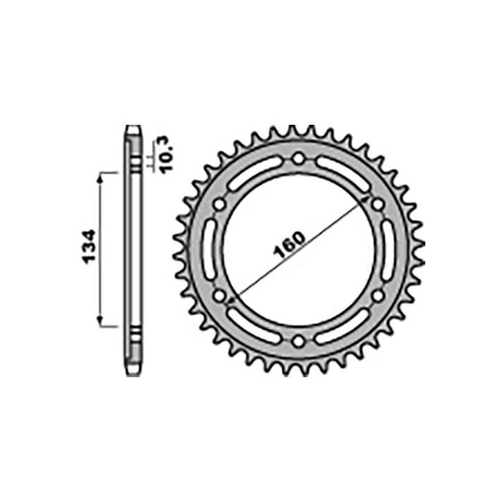 Couronne alu PBR 38 dents ultra-light pas 520 type 4400 Honda CBR600/1000RR