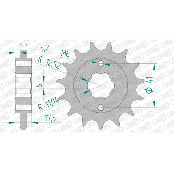 Pignon AFAM 15 dents pas 525 type 20513 Honda XBR 500