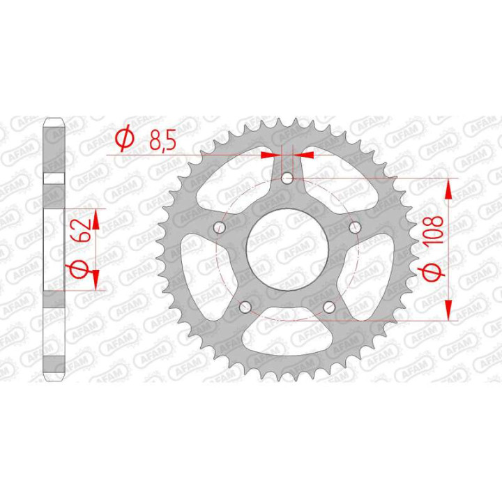 AFAM steel sprocket 54 teeth pitch 428 type 92216 MH/MotoR Hispania KN1 125