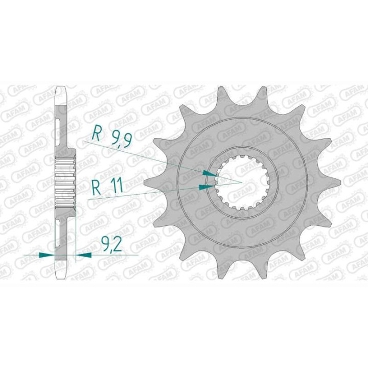 Pignon anti-boue AFAM 14 dents pas 520 type 24305 Kawasaki KX 250 F