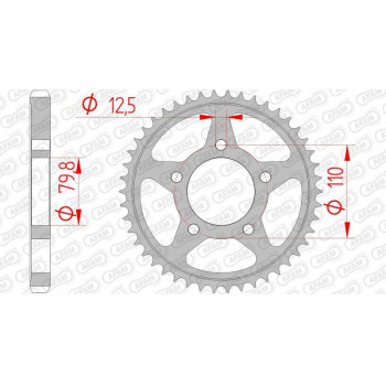 Couronne acier AFAM 45 dents pas 530 type 86600 Triumph 750 Daytona