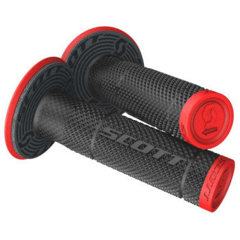 Poignées Scott SX II + Donut GRIP Noir/Rouge Néon