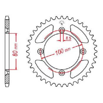 Couronne acier JT 46 dents pas 420 type 1214