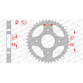 Couronne acier AFAM 36 dents pas 530 type 10402 Honda CB 250 Couronne acier AFAM 36 dents pas 530 type 10402 Honda CB 250