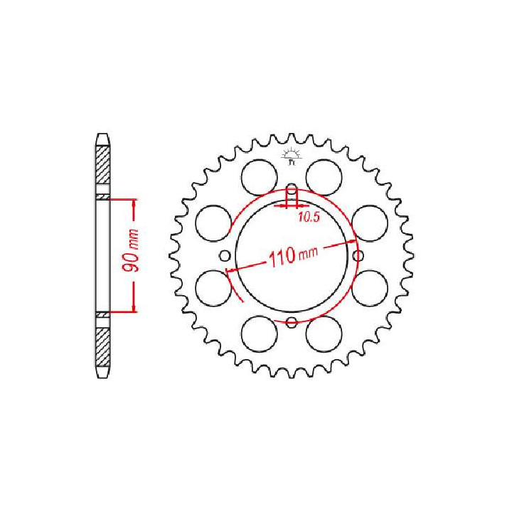 Couronne acier JT 38 dents pas 530 type 840
