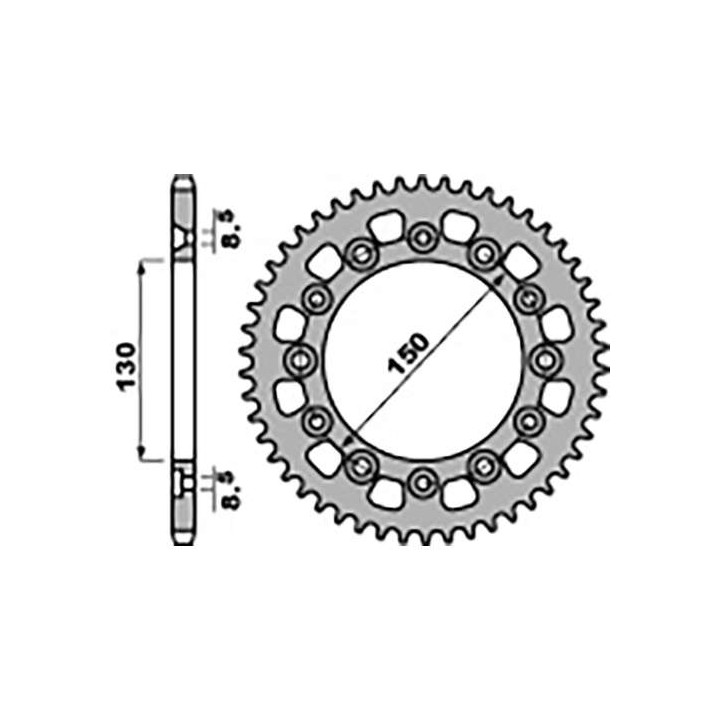 Couronne acier PBR 44 dents pas 520 type 4308 Honda CB250RSD-C