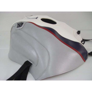Tapis de réservoir Bagster blanc/gris clair/bande marine lisere rouge (1114D) Yamaha FJ1200