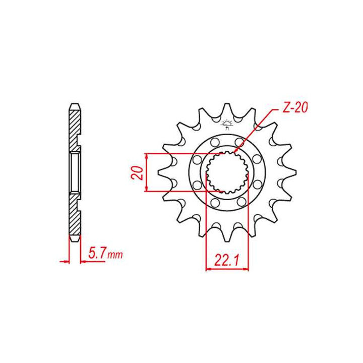 Pignon anti-boue JT 14 dents pas 520 type 1590SC Yamaha YZ250F