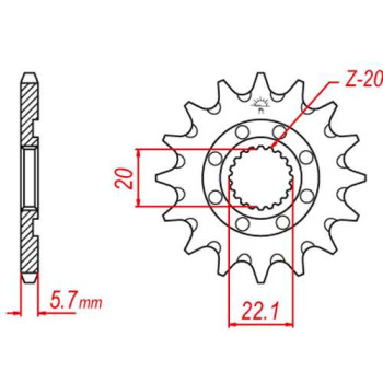 Pignon anti-boue JT 14 dents pas 520 type 1590SC Yamaha YZ250F