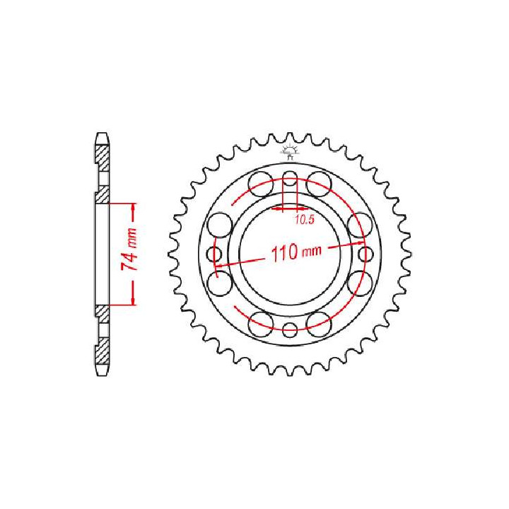 Couronne acier JT 33 dents pas 530 type 280