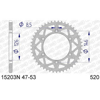 Couronne alu AFAM 48 dents pas 520 type 15203N Suzuki RM 125 Couronne alu AFAM 48 dents pas 520 type 15203N Suzuki RM 125