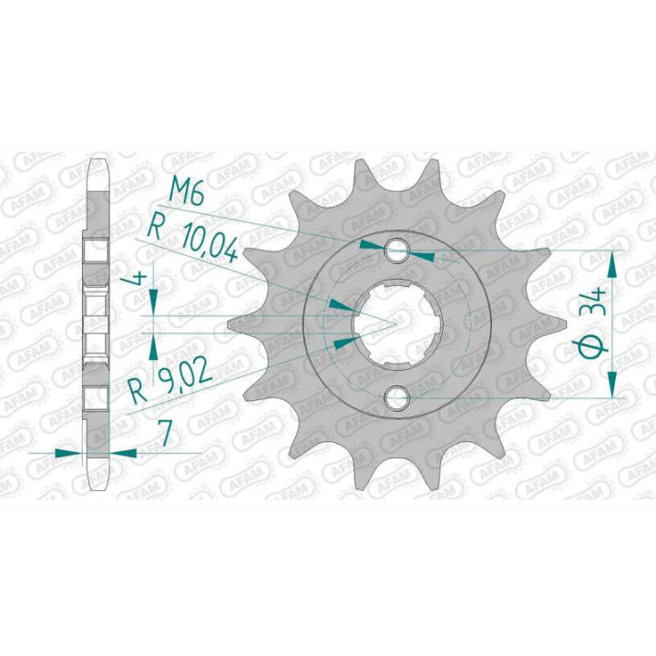 Pignon AFAM 14 dents pas 520 type 20202 AJP PR3 125 Enduro