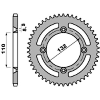 Couronne acier PBR 48 dents pas 520 type 4549KTM Freeride 350
