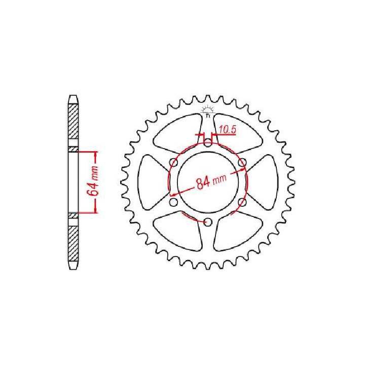 Couronne acier JT 45 dents pas 530 type 814