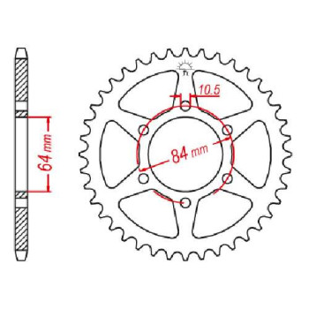 Couronne acier JT 45 dents pas 530 type 814 Couronne acier JT 45 dents pas 530 type 814