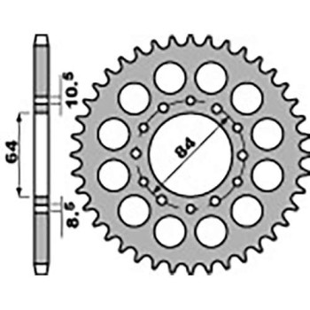 Couronne acier PBR 45 dents pas 520 type 811 Suzuki DR200 S Couronne acier PBR 45 dents pas 520 type 811 Suzuki DR200 S