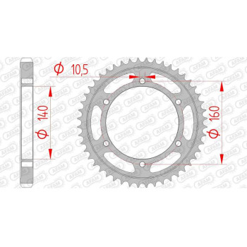 Couronne acier AFAM 45 dents pas 530 type 16701 Kawasaki GPX 750 R ZX 750