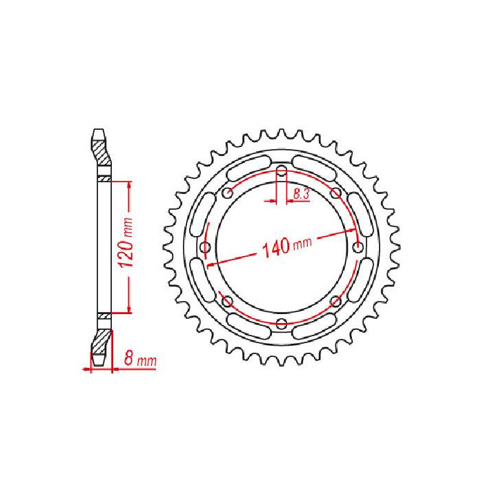 Couronne acier JT 43 dents pas 520 type 477