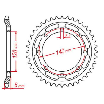 Couronne acier JT 43 dents pas 520 type 477