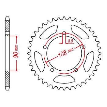 Couronne acier JT 40 dents pas 530 type 1022