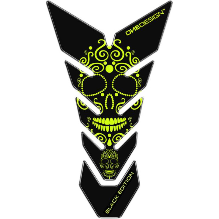 Protection de réservoir moto OneDesign BLACK ED. SKULL YELLOW CGBE4P