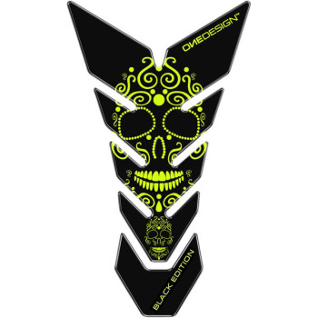 Protection de réservoir moto OneDesign BLACK ED. SKULL YELLOW CGBE4P