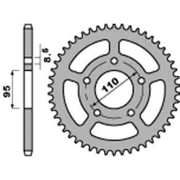 Couronne acier PBR 46 dents pas 428 type 486 Cagiva Elefant RE 125