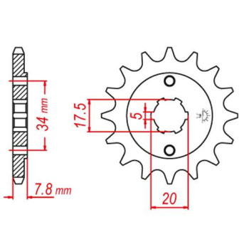 Pignon JT 15 dents pas 520 type 327 Honda VT125 C Shadow