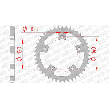 Couronne acier AFAM 43 dents pas 525 type 86500 Triumph 600 Speedfour Couronne acier AFAM 43 dents pas 525 type 86500 Triumph 600 Speedfour