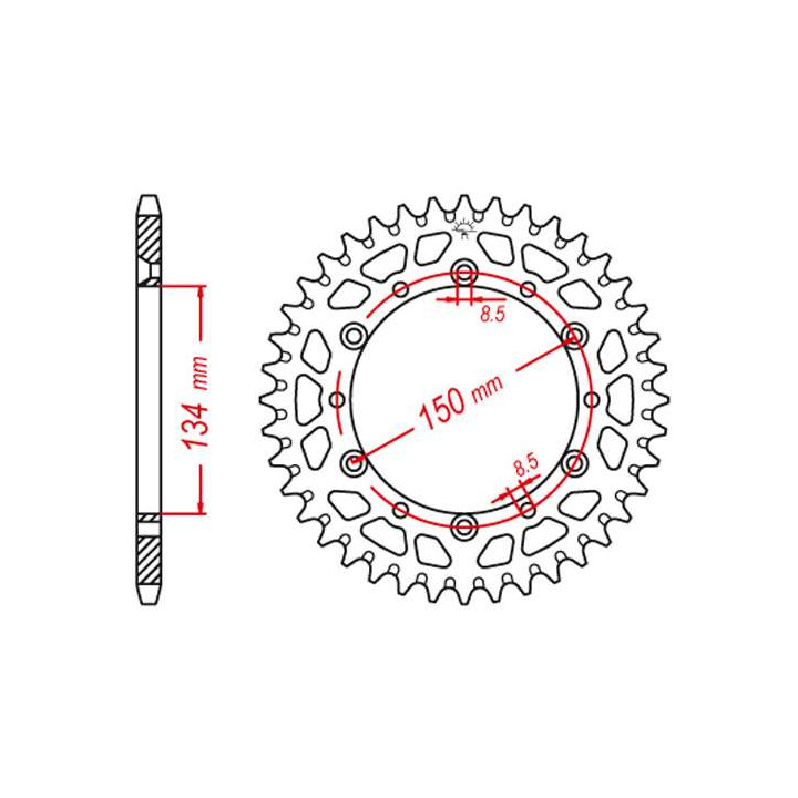 Couronne alu JT 47 dents ultra-light pas 520 type 460 