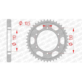 Couronne acier AFAM 45 dents pas 530 type 16502 Kawasaki GPX 600 R ZX 600