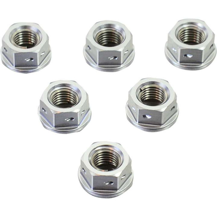 Écrous de couronne alu (x6) Pro-Bolt M10x1,25 Argent