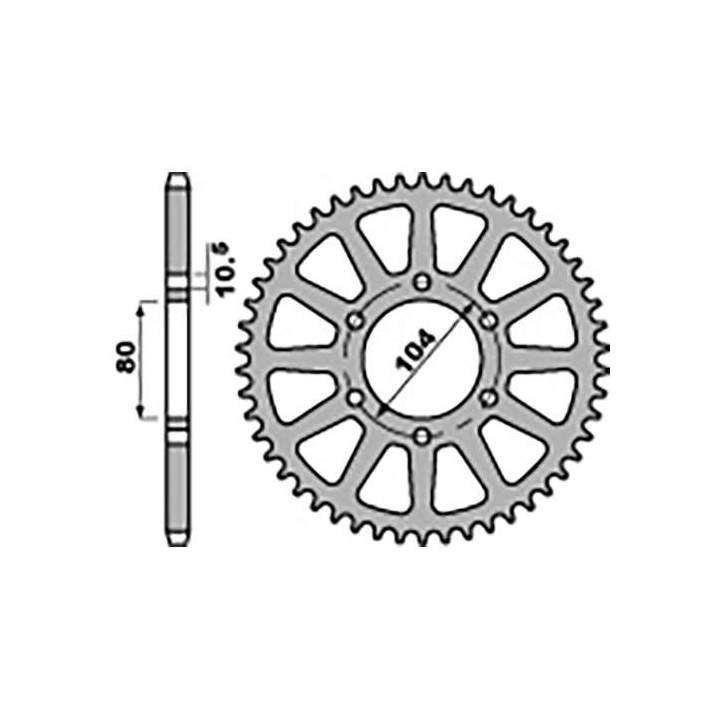 Couronne alu PBR 45 dents ultra-light pas 520 type 478 Couronne alu PBR 45 dents ultra-light pas 520 type 478