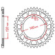 Couronne alu JT 43 dents ultra-light pas 525 type 1792
