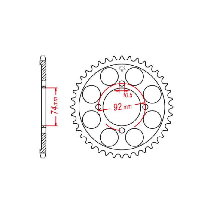 Couronne acier JT 37 dents pas 530 type 848