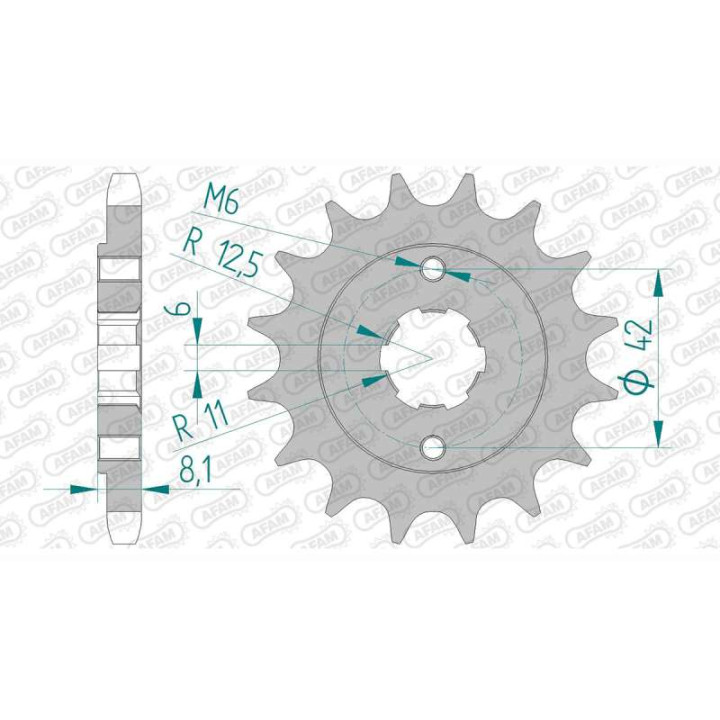 Pignon AFAM 16 dents pas 530 type 20505 Honda CB650
