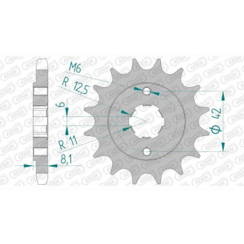 Pignon AFAM 16 dents pas 530 type 20505 Honda CB650