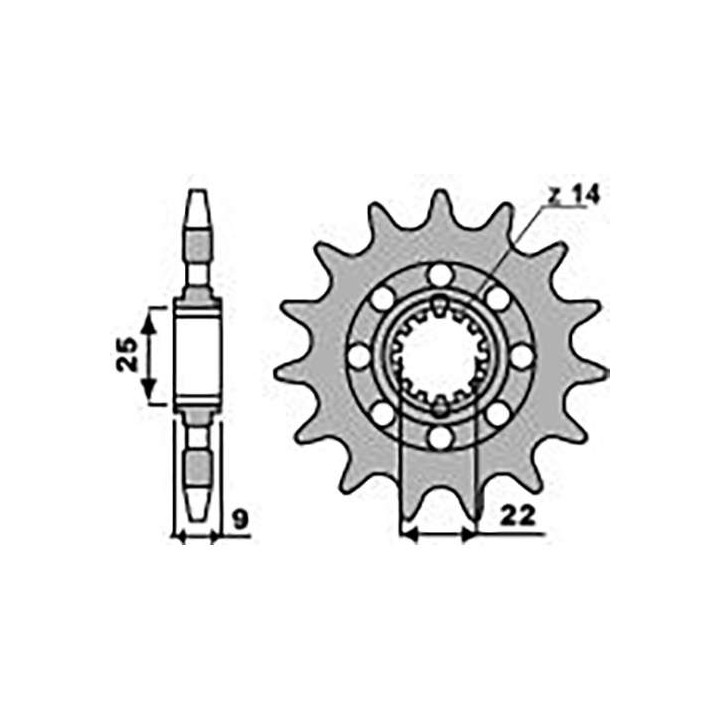 Pignon PBR 15 dents pas 525 type 2129 Benelli 900-1000 Tornado