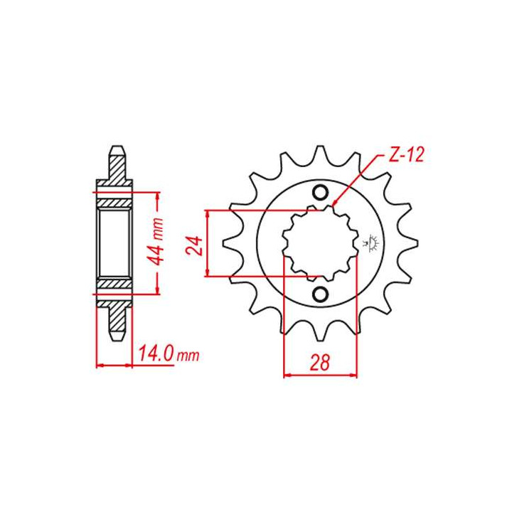 Pignon JT 17 dents pas 525 type 1372