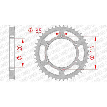 Couronne acier AFAM 44 dents pas 530 type 12507 Yamaha FZ 600 Couronne acier AFAM 44 dents pas 530 type 12507 Yamaha FZ 600