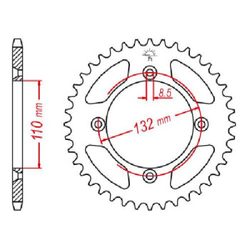 Couronne acier JT 46 dents pas 428 type 895