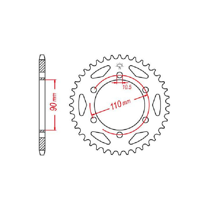 Couronne acier JT 33 dents pas 530 type 850