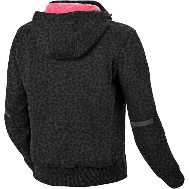 Sweat moto femme Macna DISTRICT Noir/Gris Léopard