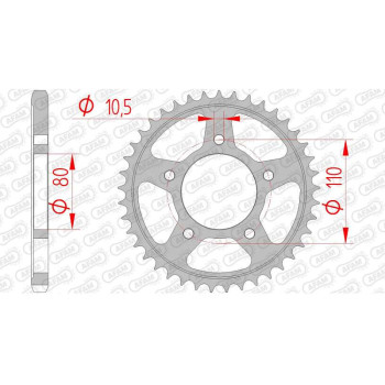 Couronne acier AFAM 44 dents pas 525 type 10504 Honda CB 450 DX Couronne acier AFAM 44 dents pas 525 type 10504 Honda CB 450 DX