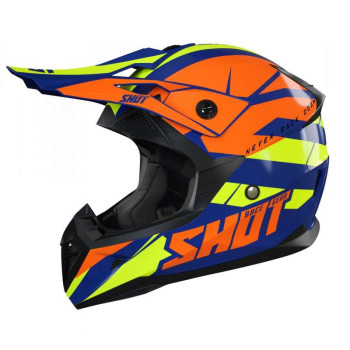 Casque moto cross Shot PULSE REVENGE 2022 NAVY ORANGE NEON YELLOW GLOSSY