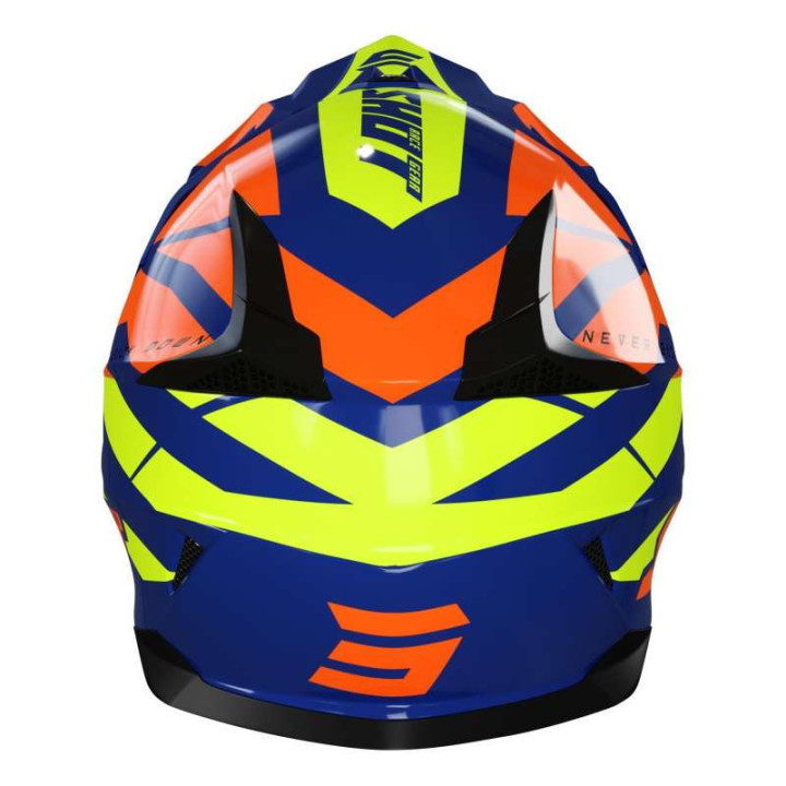 Casque moto cross Shot PULSE REVENGE 2022 NAVY ORANGE NEON YELLOW GLOSSY