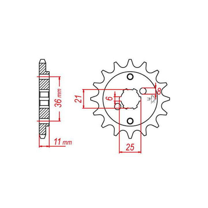 Pignon JT 15 dents pas 525 type 290