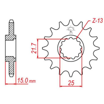 Pignon JT 15 dents pas 525 type 1515 Pignon JT 15 dents pas 525 type 1515