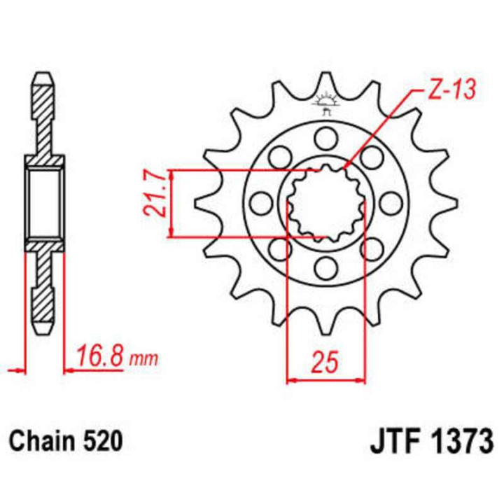 Pignon JT 16 dents pas 520 type 1373